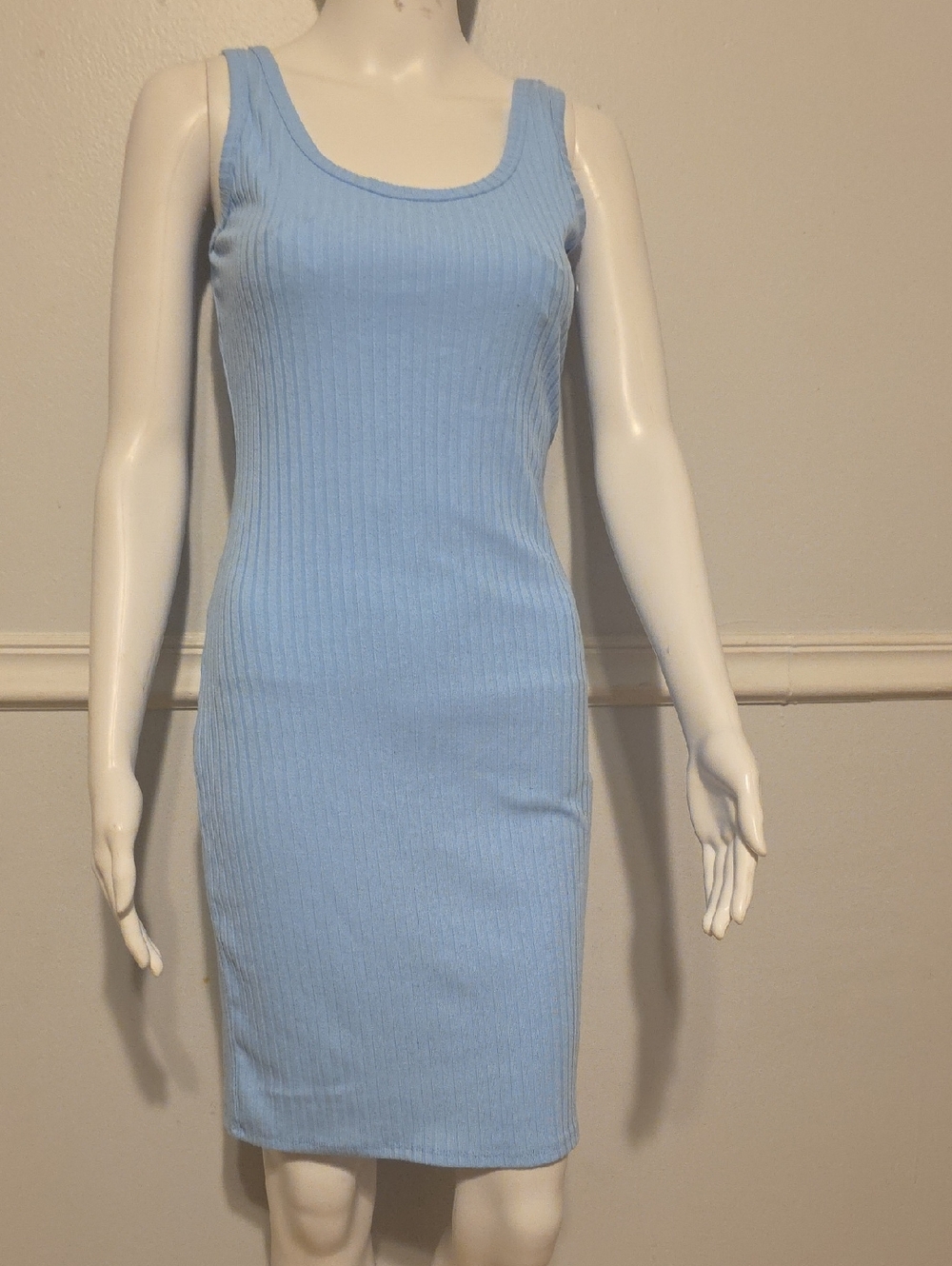 love J Light Blue Ribbed Tank Midi Dress